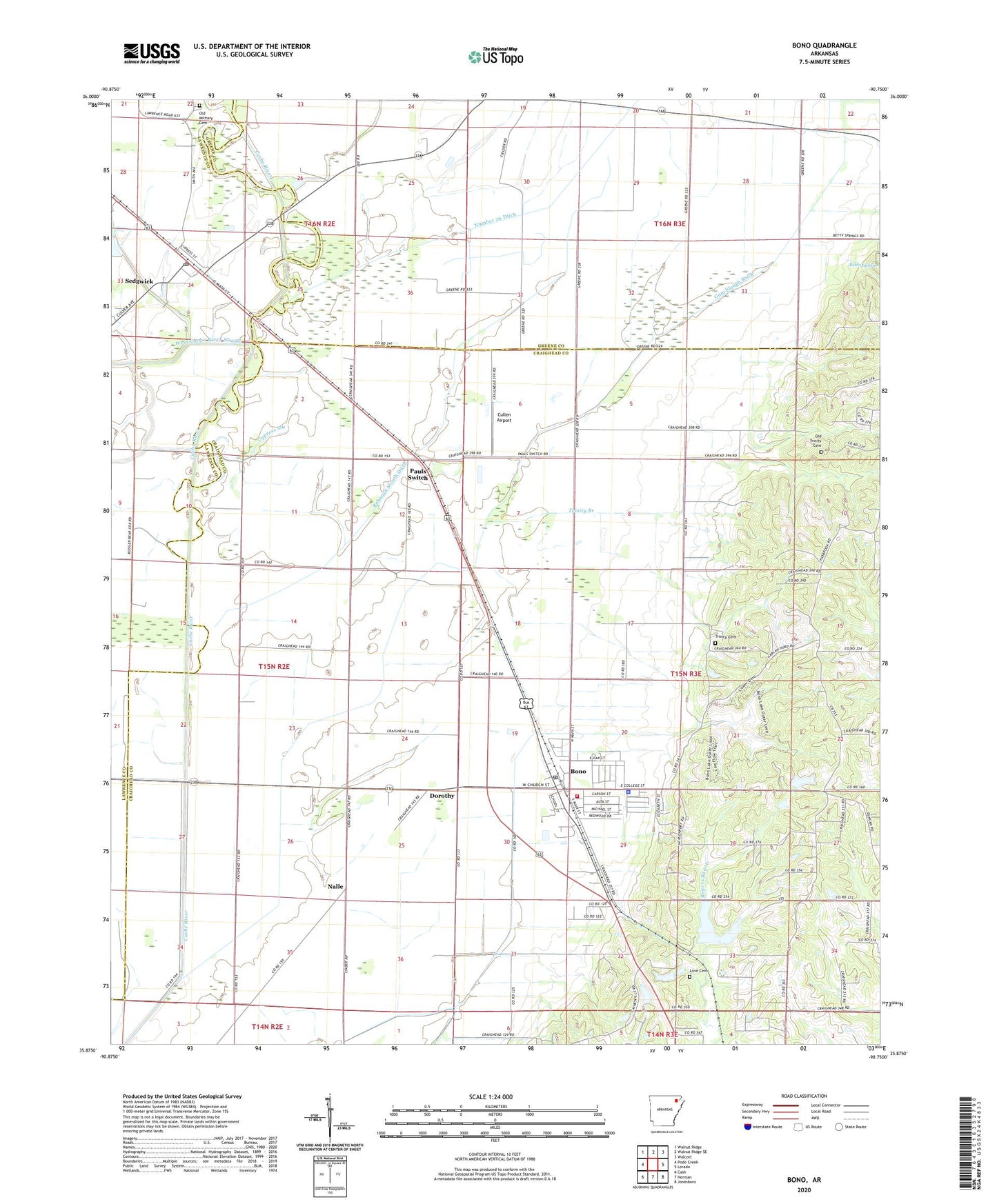 Bono Arkansas US Topo Map Image