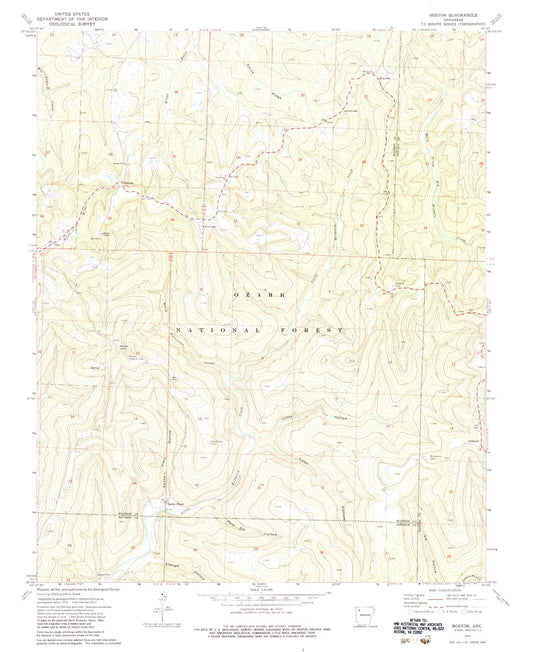 Classic USGS Boston Arkansas 7.5'x7.5' Topo Map Image