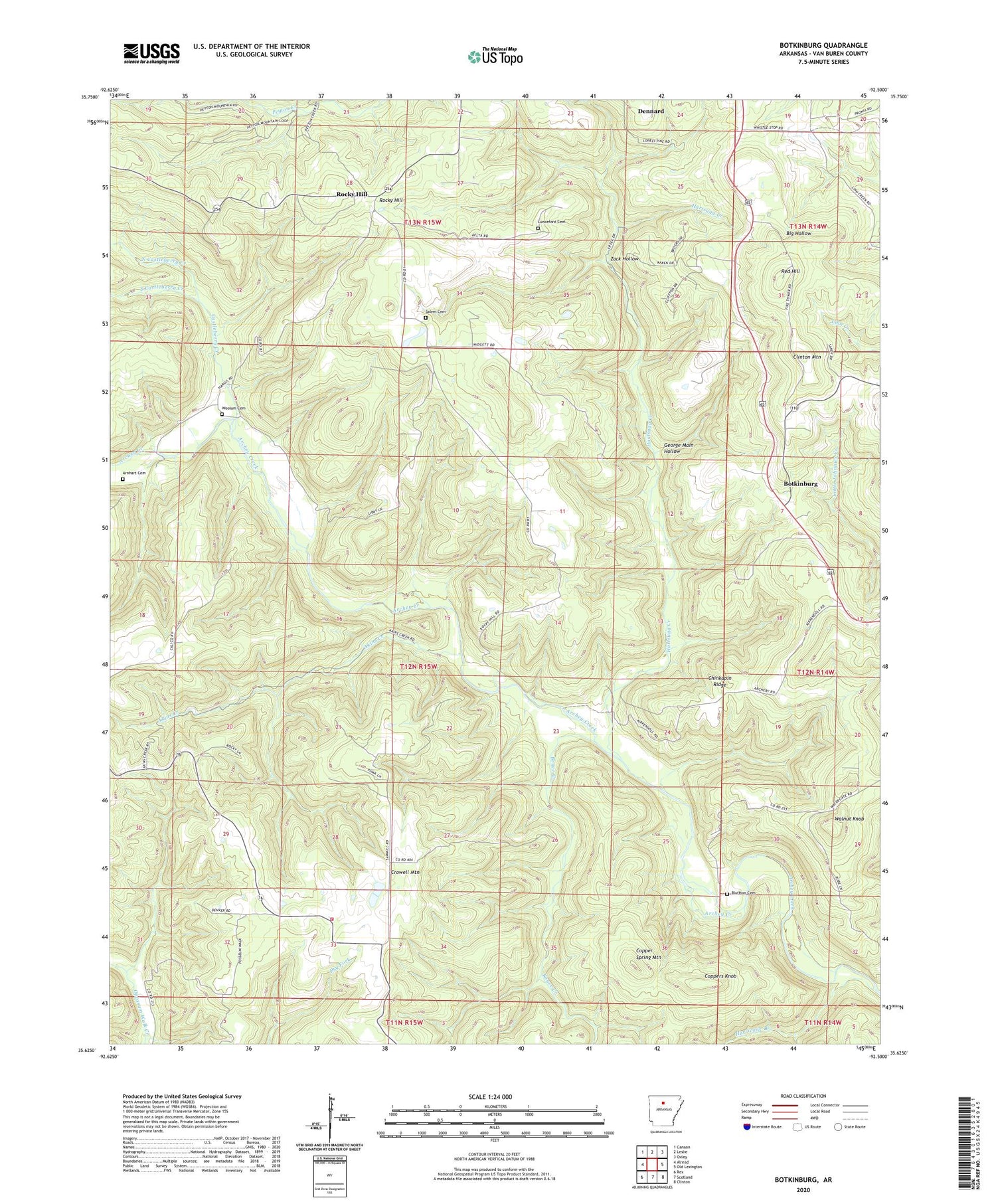 Botkinburg Arkansas US Topo Map Image