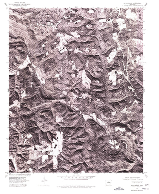 Classic USGS Botkinburg Arkansas 7.5'x7.5' Topo Map Image