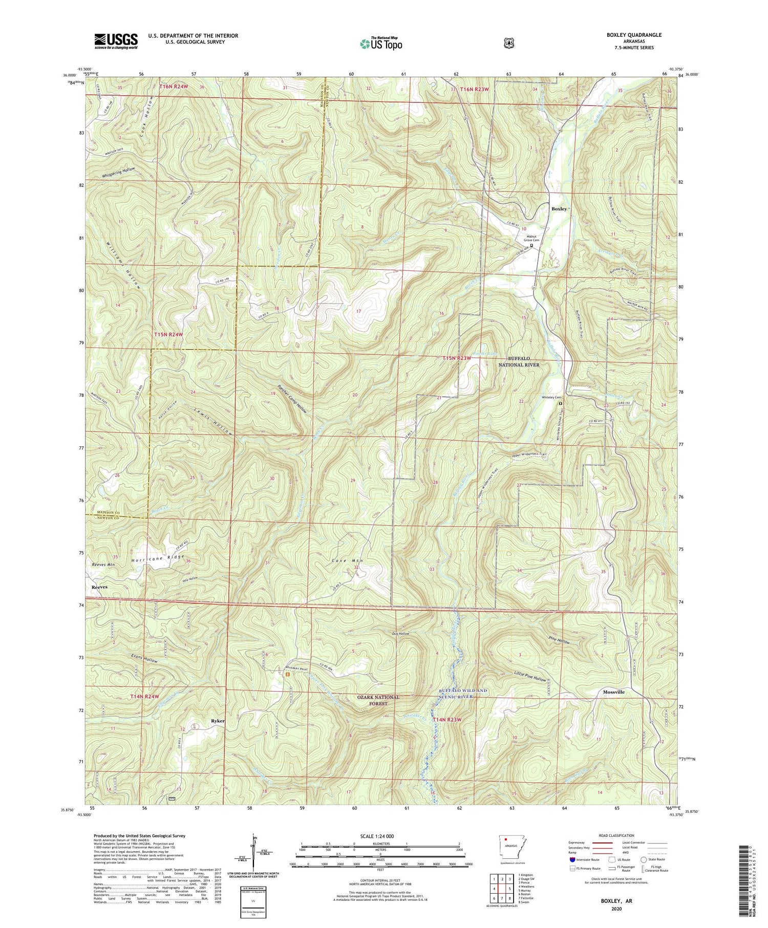 Boxley Arkansas US Topo Map Image