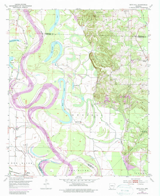 Classic USGS Boyd Hill Arkansas 7.5'x7.5' Topo Map Image
