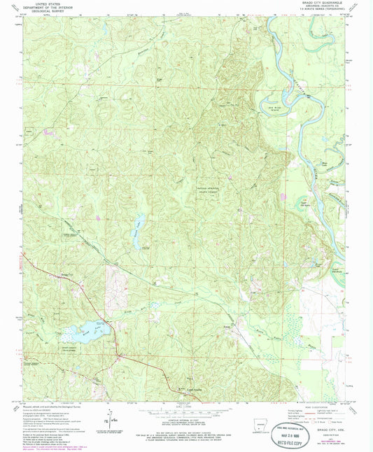 Classic USGS Bragg City Arkansas 7.5'x7.5' Topo Map Image