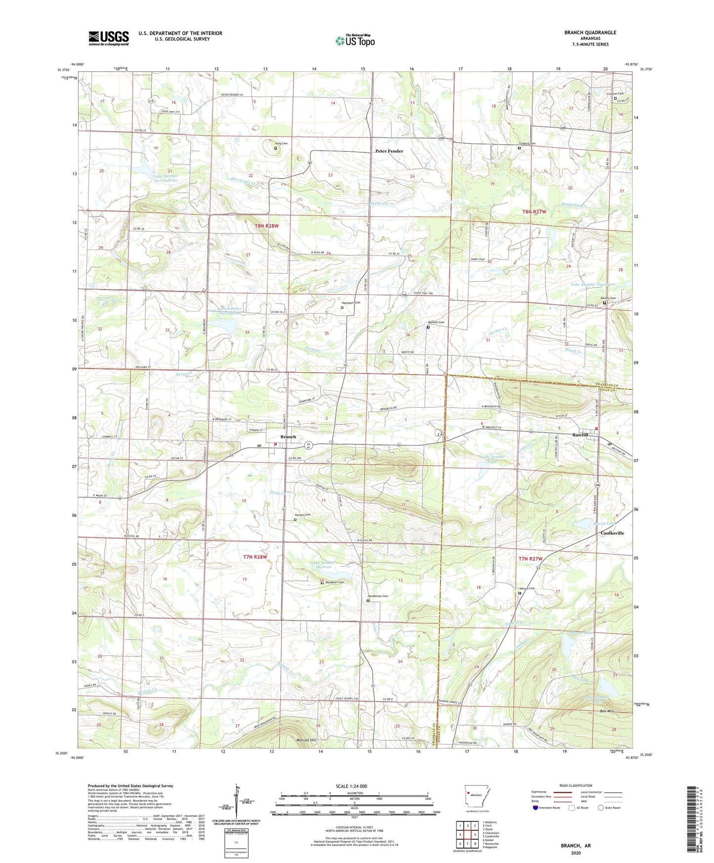 Branch Arkansas US Topo Map Image