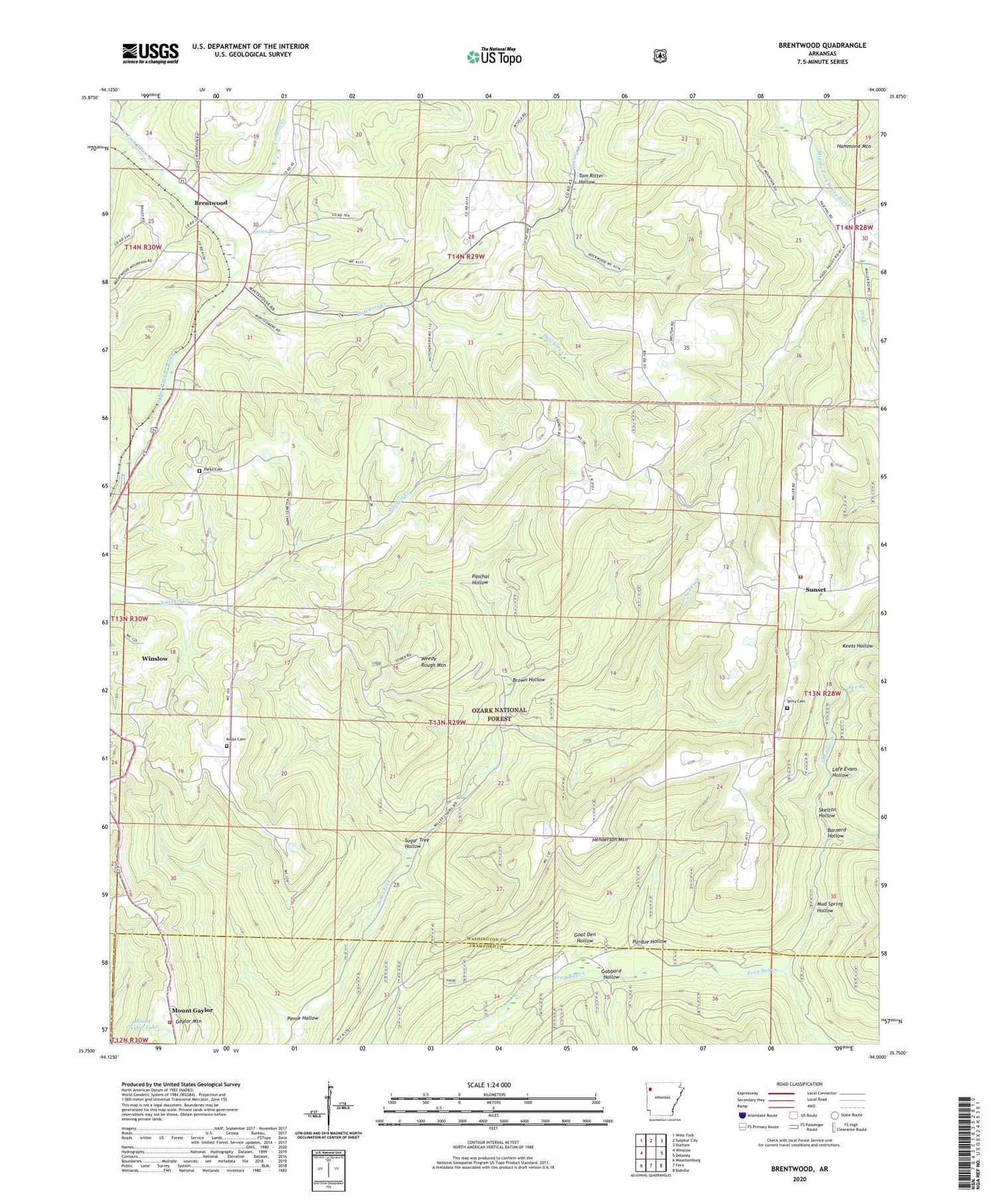 Brentwood Arkansas US Topo Map Image