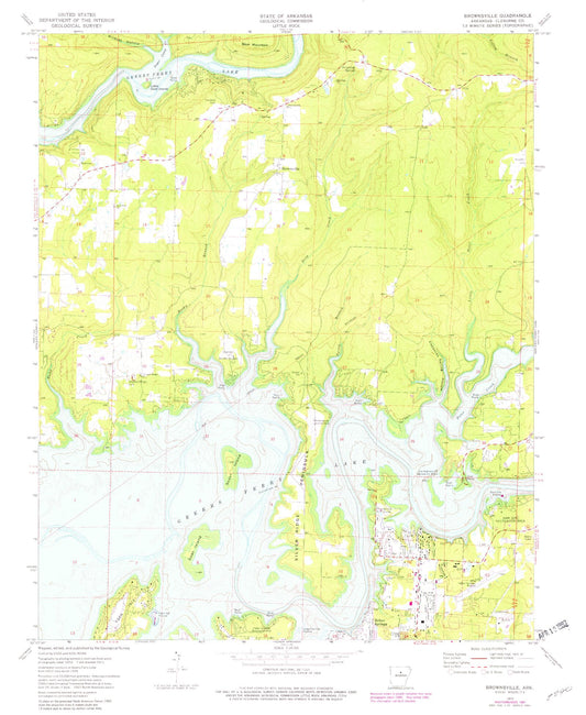 Classic USGS Brownsville Arkansas 7.5'x7.5' Topo Map Image