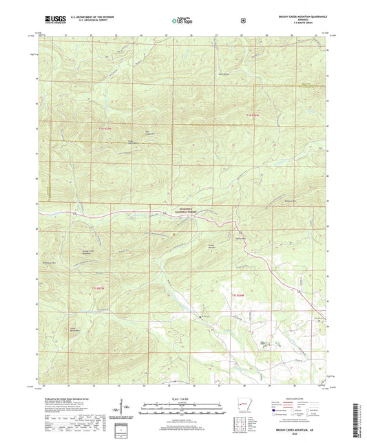Brushy Creek Mountain Arkansas US Topo Map Image