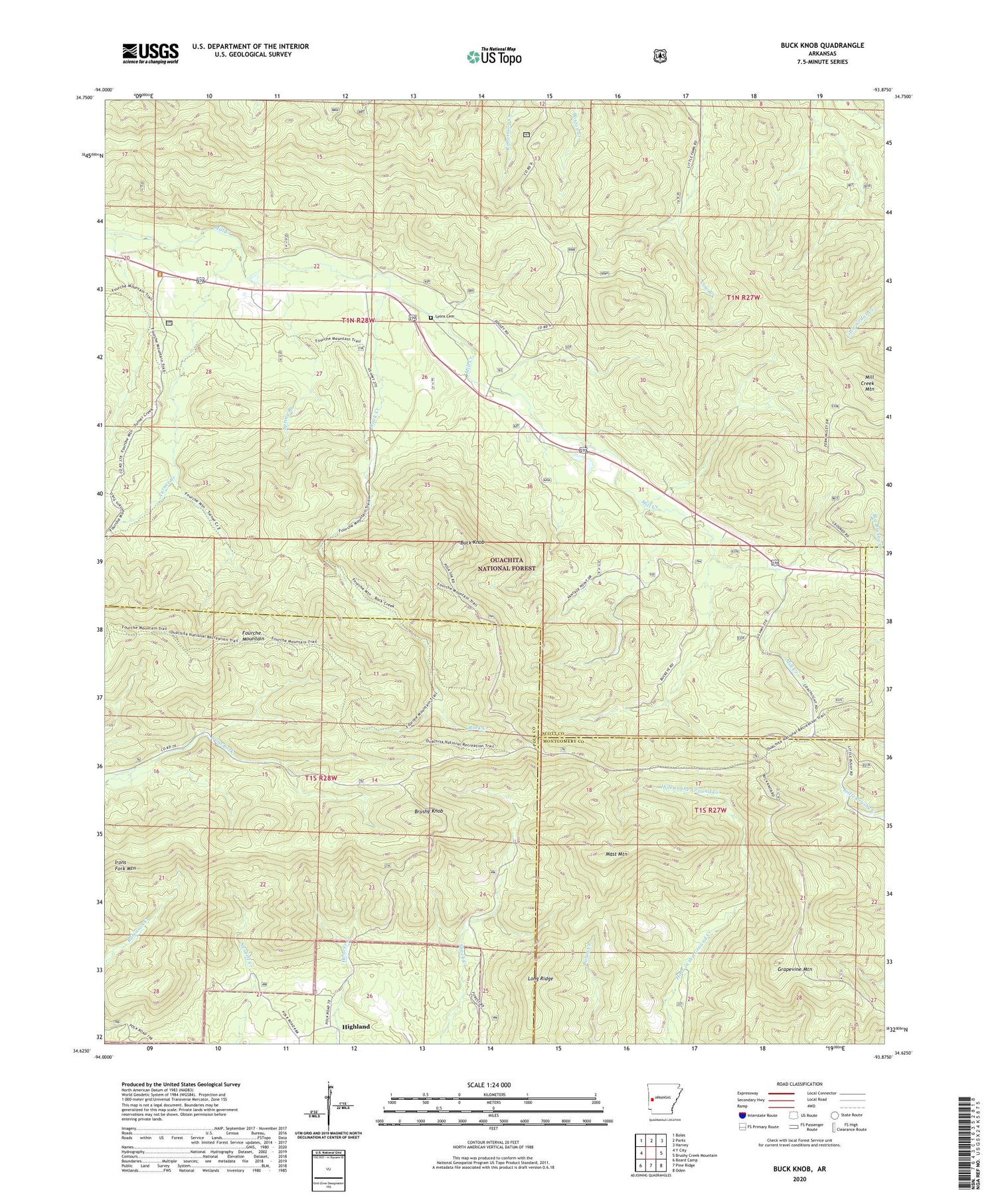 Buck Knob Arkansas US Topo Map Image