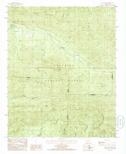 Classic USGS Buck Knob Arkansas 7.5'x7.5' Topo Map Image