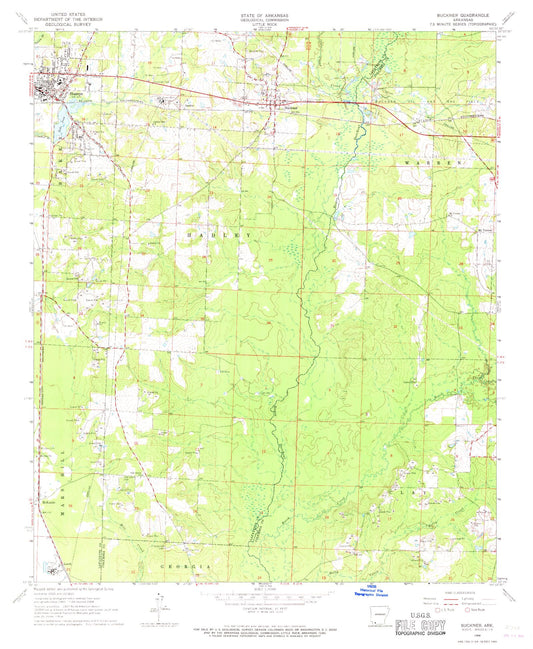 Classic USGS Buckner Arkansas 7.5'x7.5' Topo Map Image