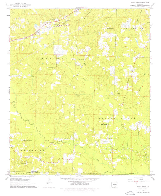 Classic USGS Buena Vista Arkansas 7.5'x7.5' Topo Map Image