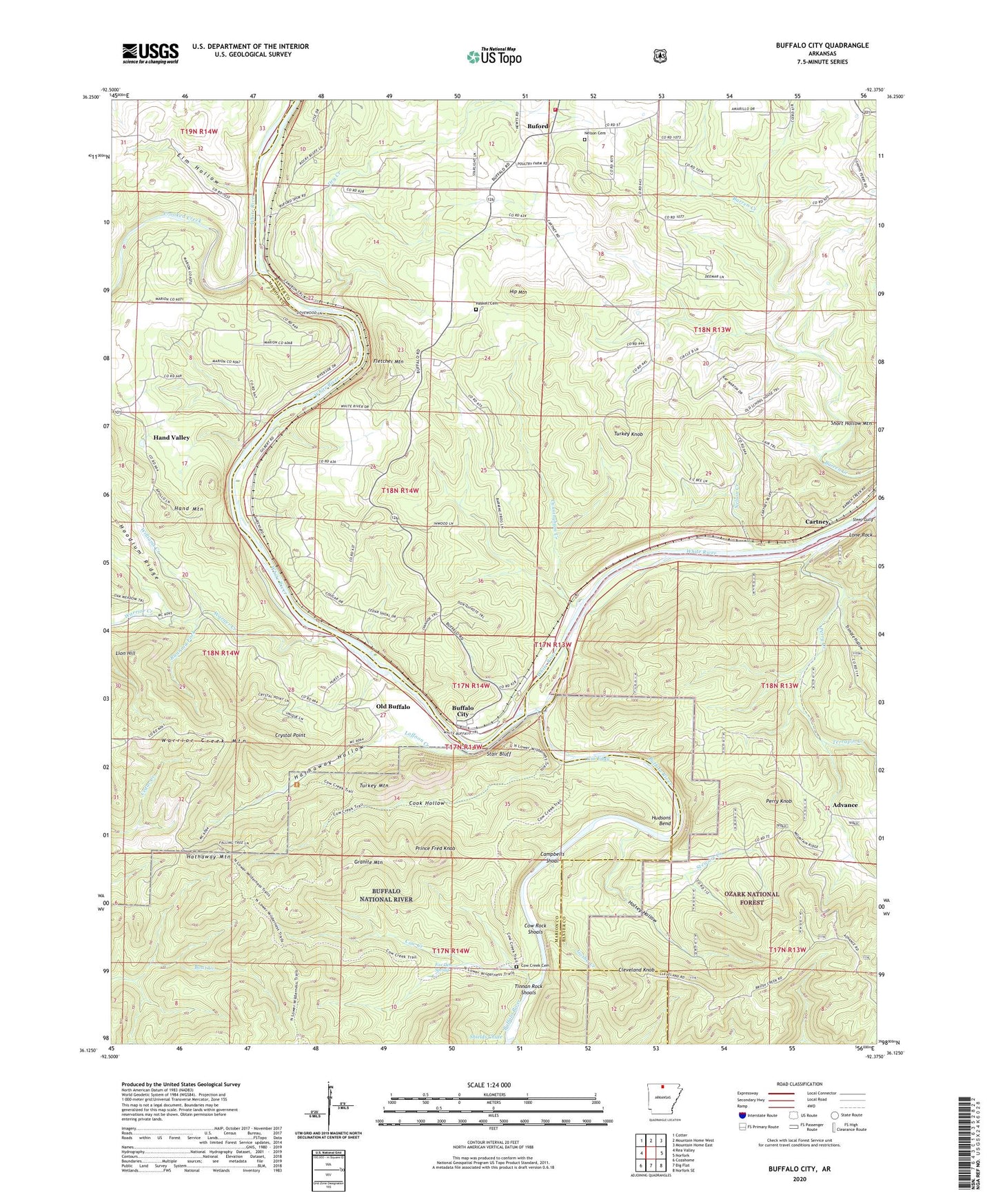 Buffalo City Arkansas US Topo Map Image