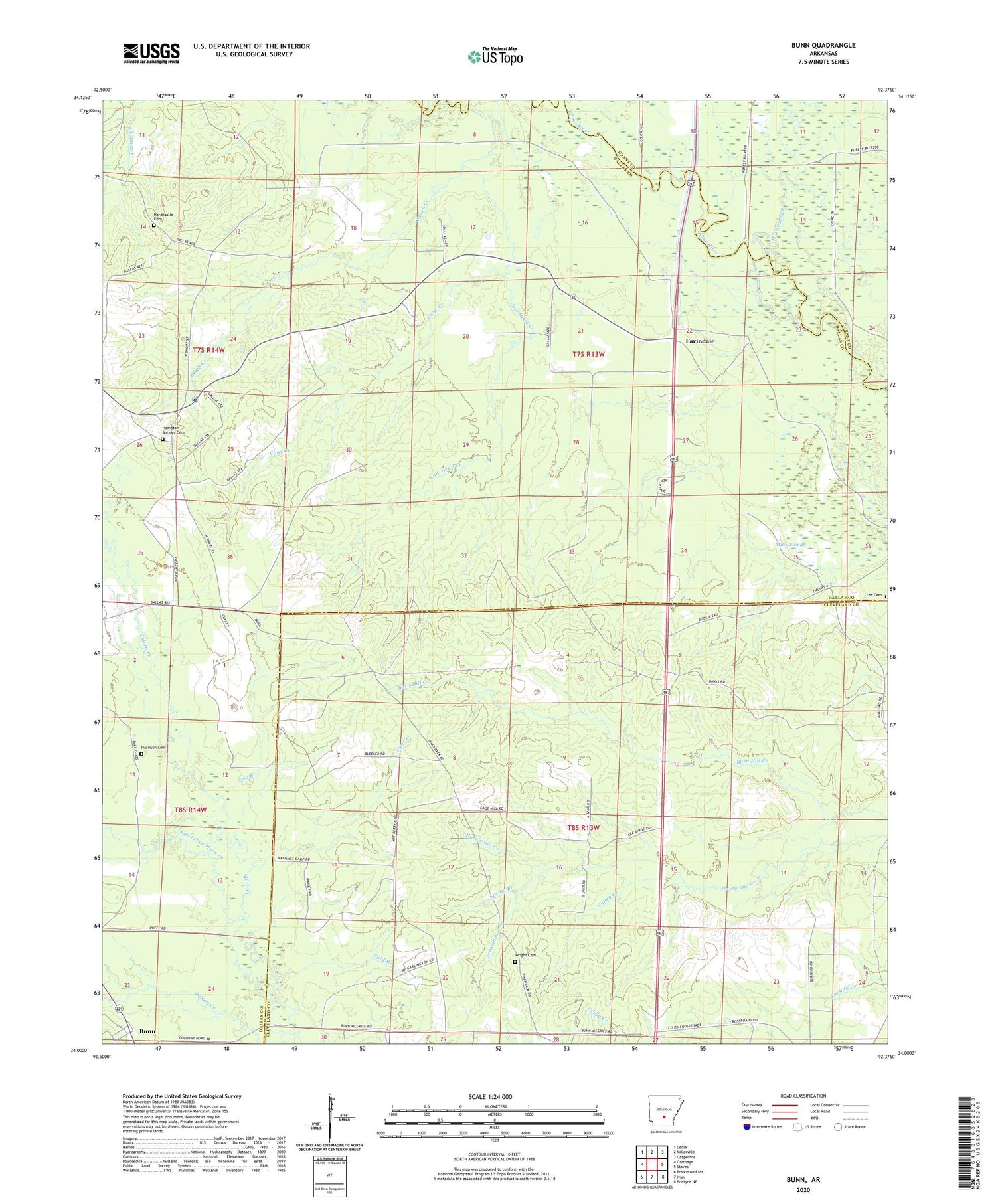 Bunn Arkansas US Topo Map Image