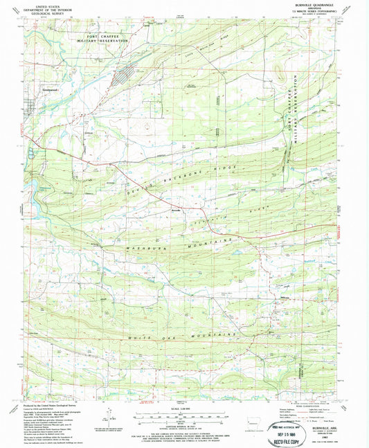 Classic USGS Burnville Arkansas 7.5'x7.5' Topo Map Image