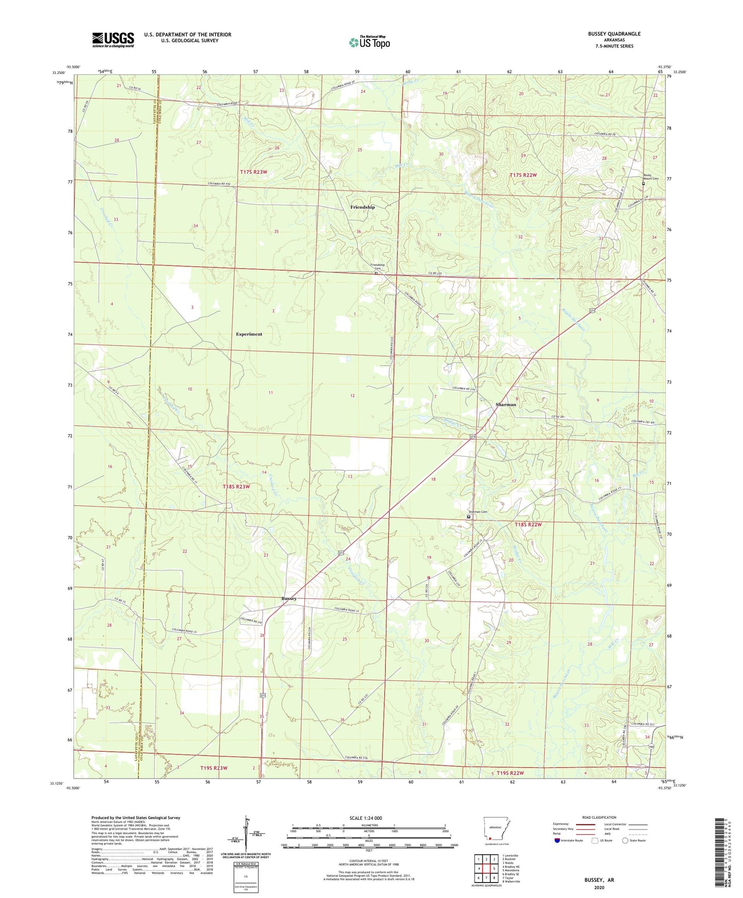 Bussey Arkansas US Topo Map Image