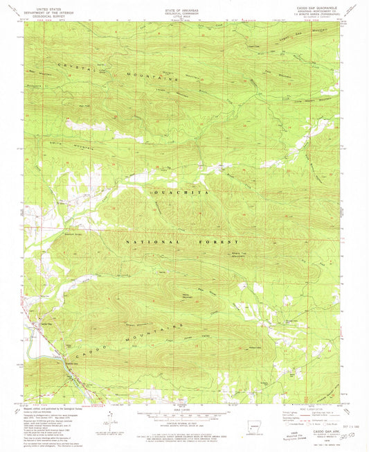 Classic USGS Caddo Gap Arkansas 7.5'x7.5' Topo Map Image