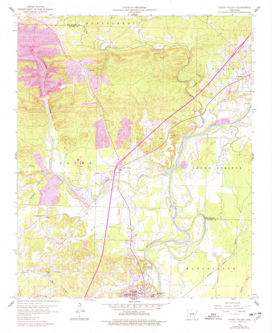 Classic USGS Caddo Valley Arkansas 7.5'x7.5' Topo Map Image