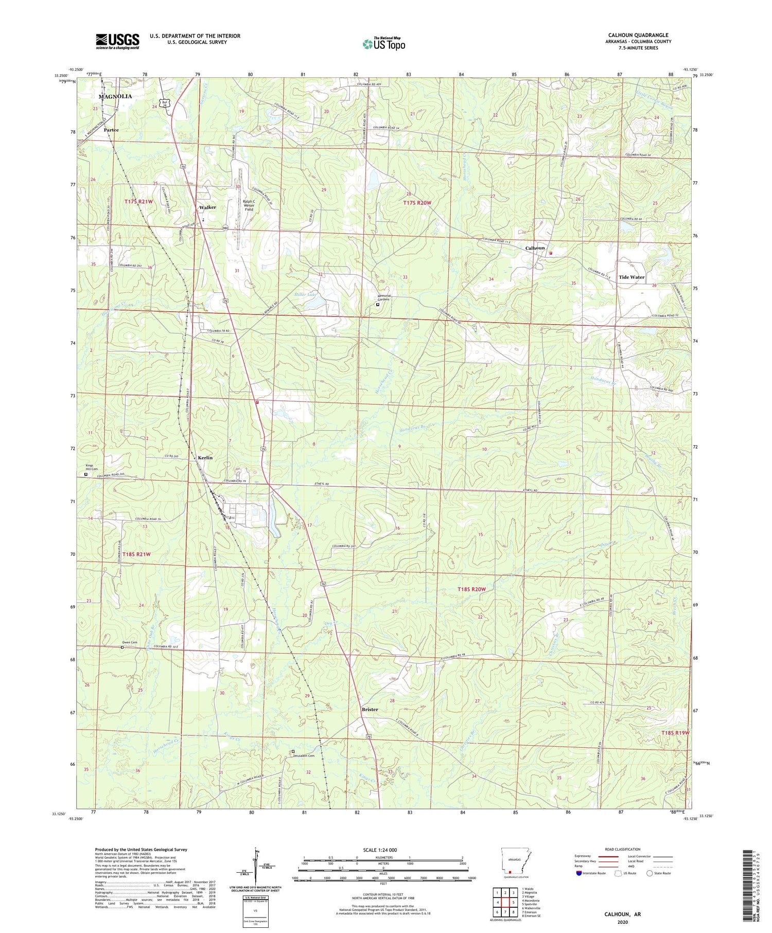 Calhoun Arkansas US Topo Map Image