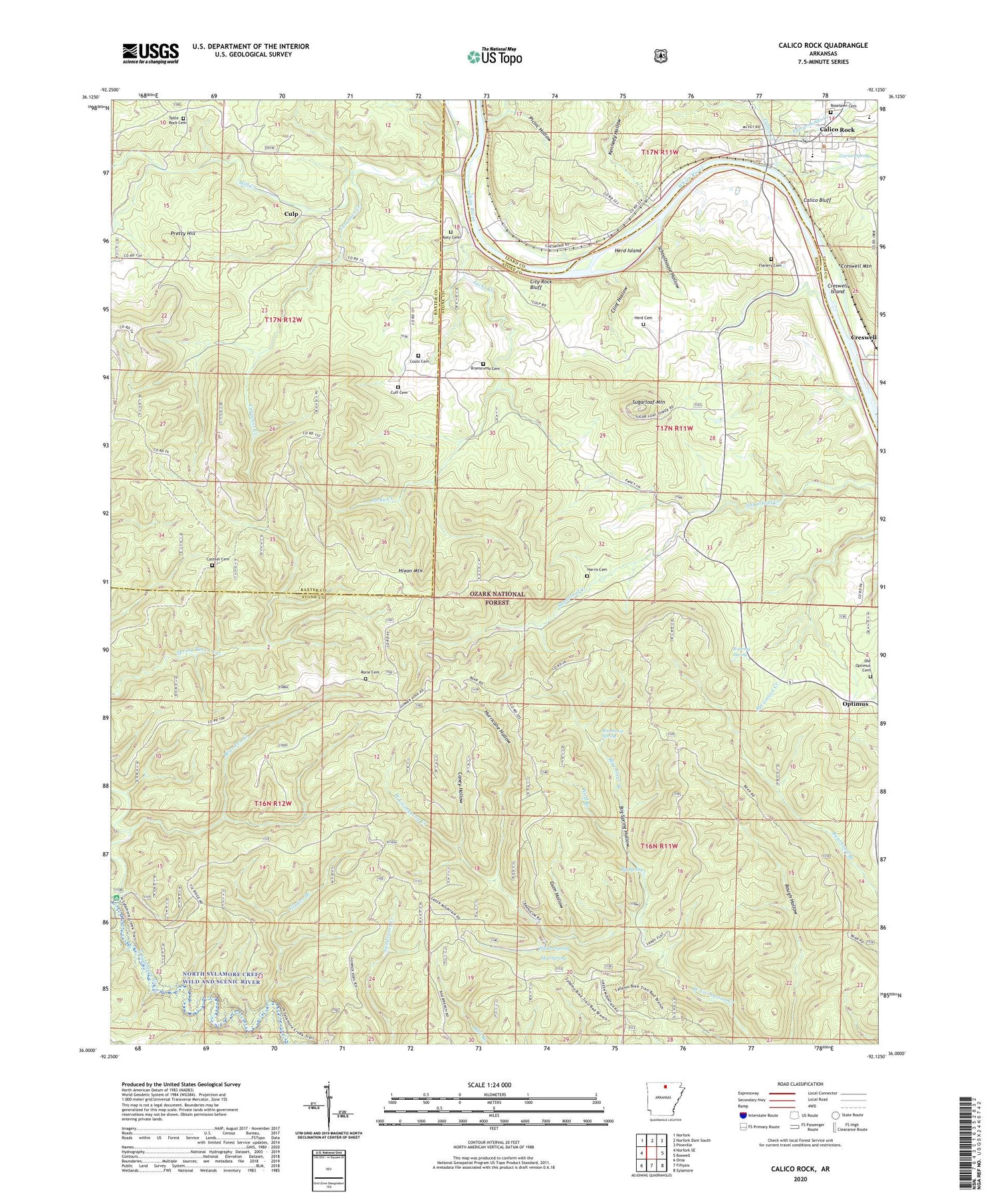 Calico Rock Arkansas US Topo Map Image