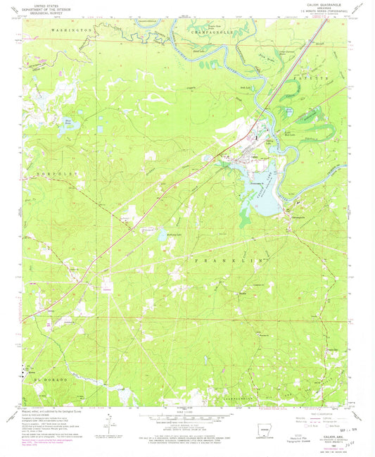 Classic USGS Calion Arkansas 7.5'x7.5' Topo Map Image