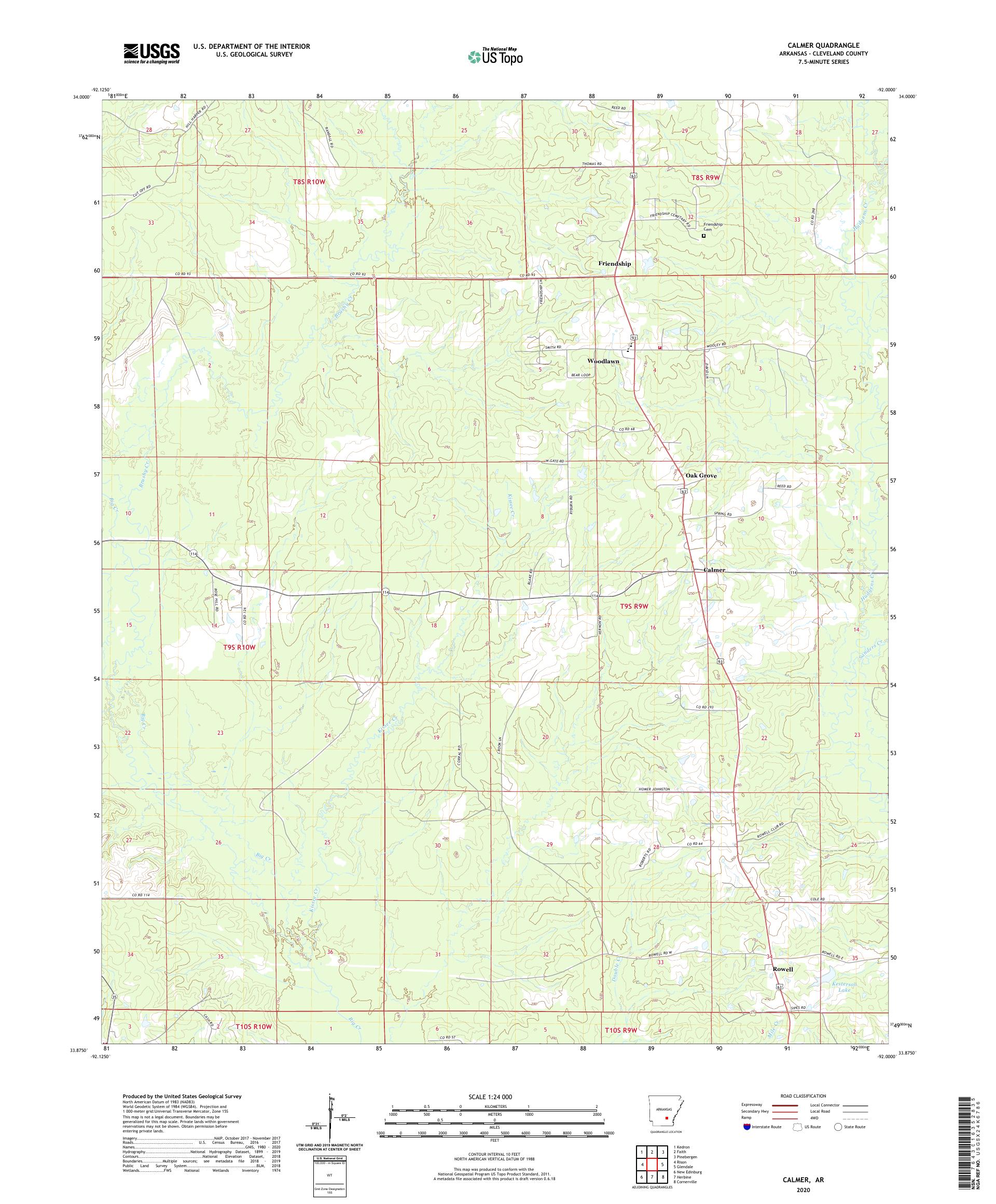 Calmer Arkansas US Topo Map – MyTopo Map Store