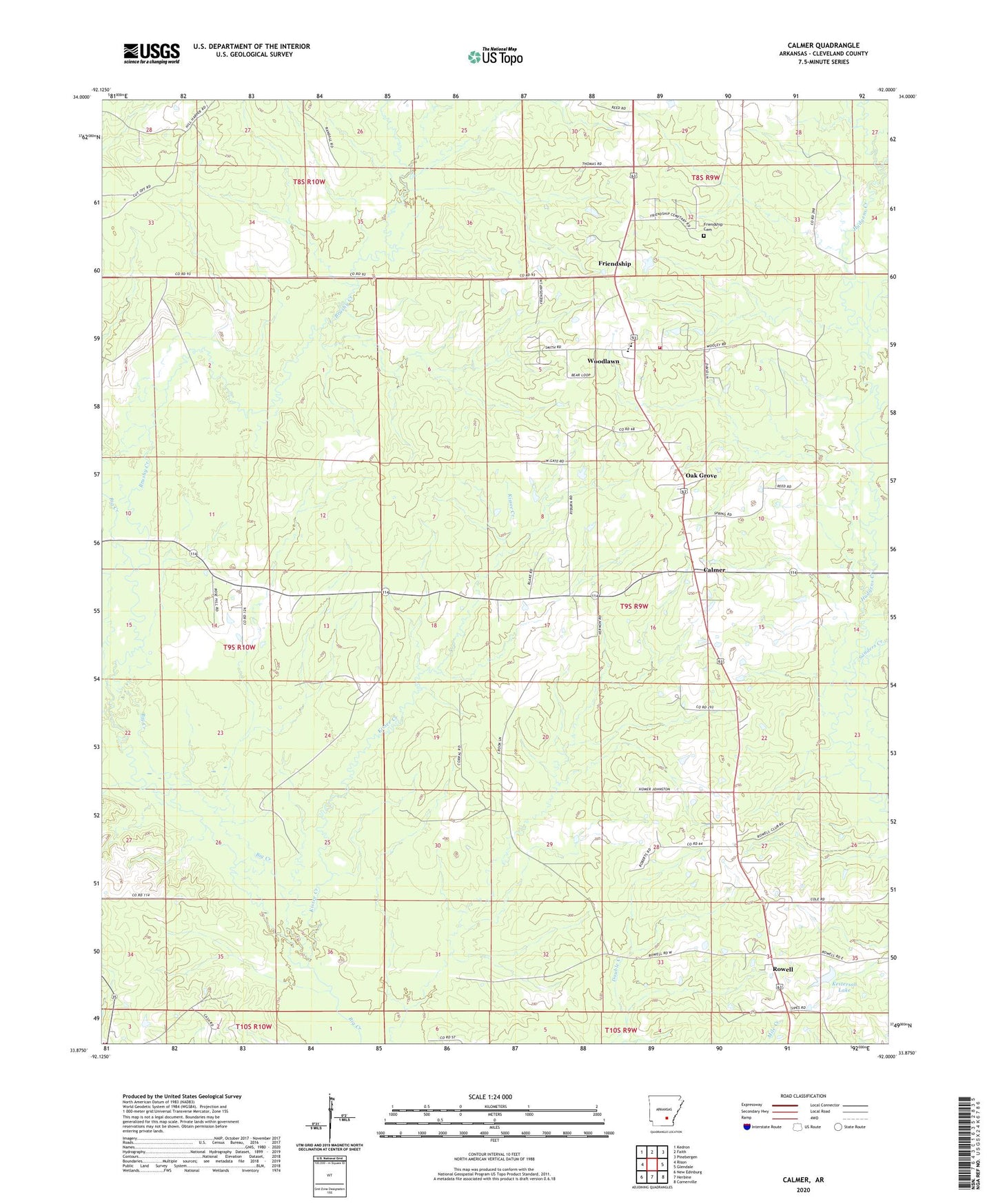 Calmer Arkansas US Topo Map Image