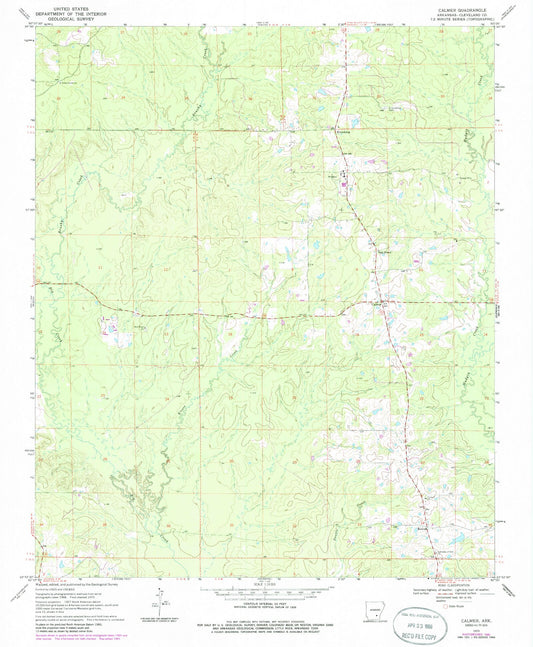 Classic USGS Calmer Arkansas 7.5'x7.5' Topo Map Image