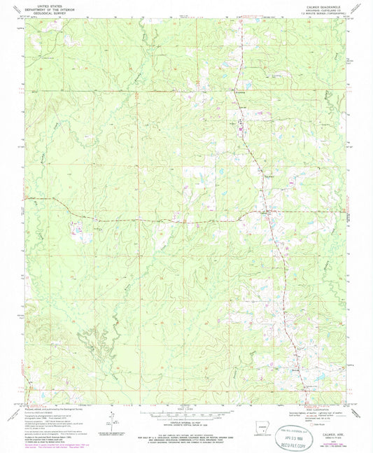 Classic USGS Calmer Arkansas 7.5'x7.5' Topo Map Image