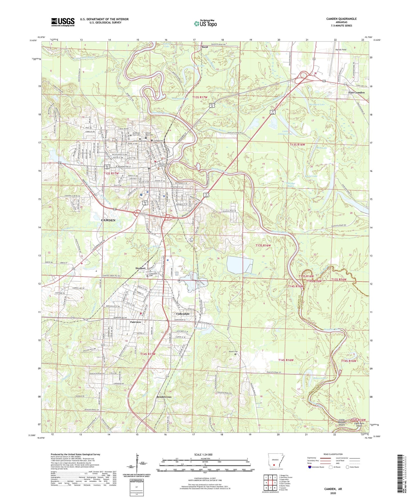 Camden Arkansas US Topo Map Image