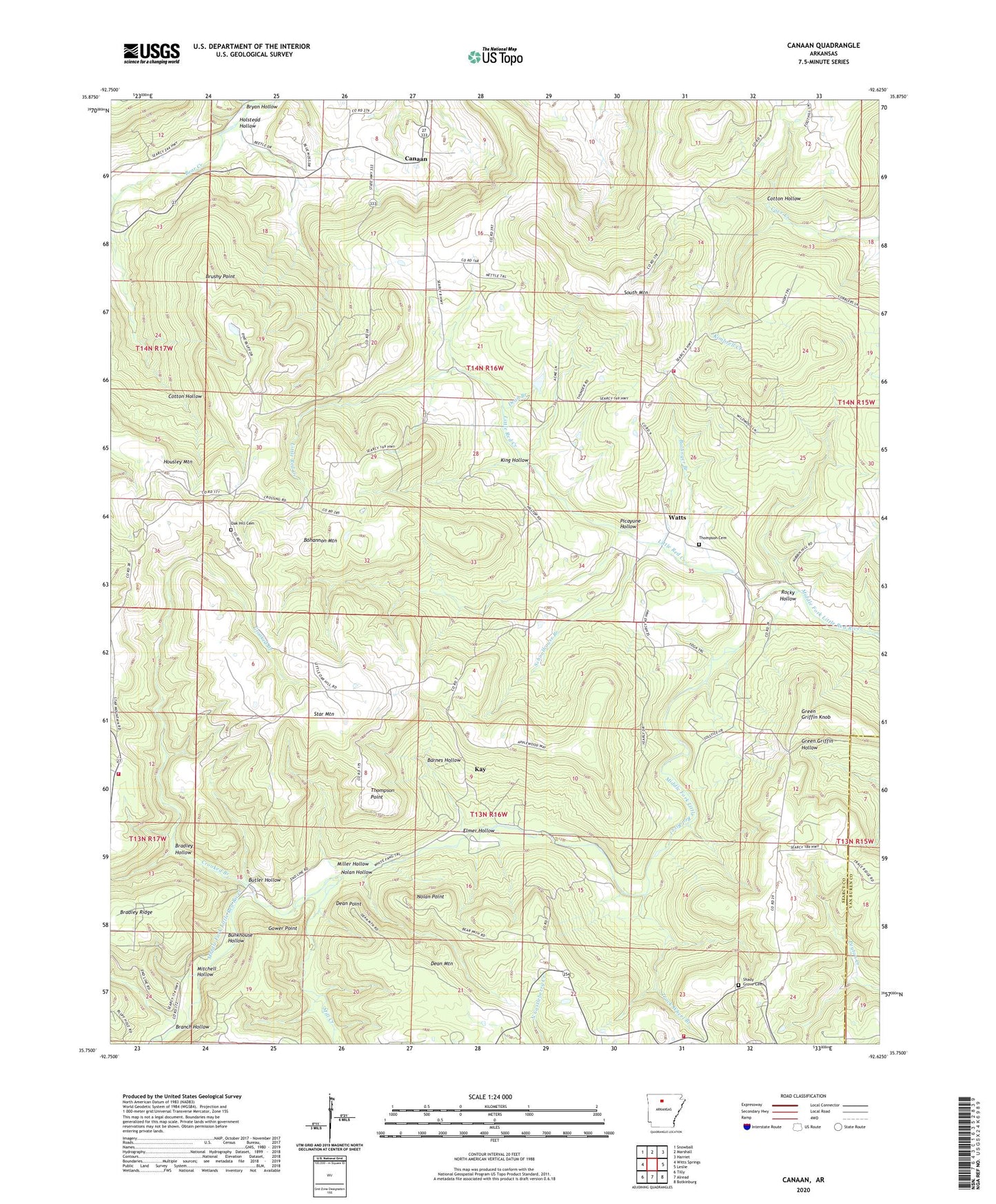 Canaan Arkansas US Topo Map Image