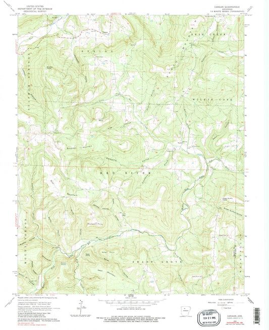 Classic USGS Canaan Arkansas 7.5'x7.5' Topo Map Image
