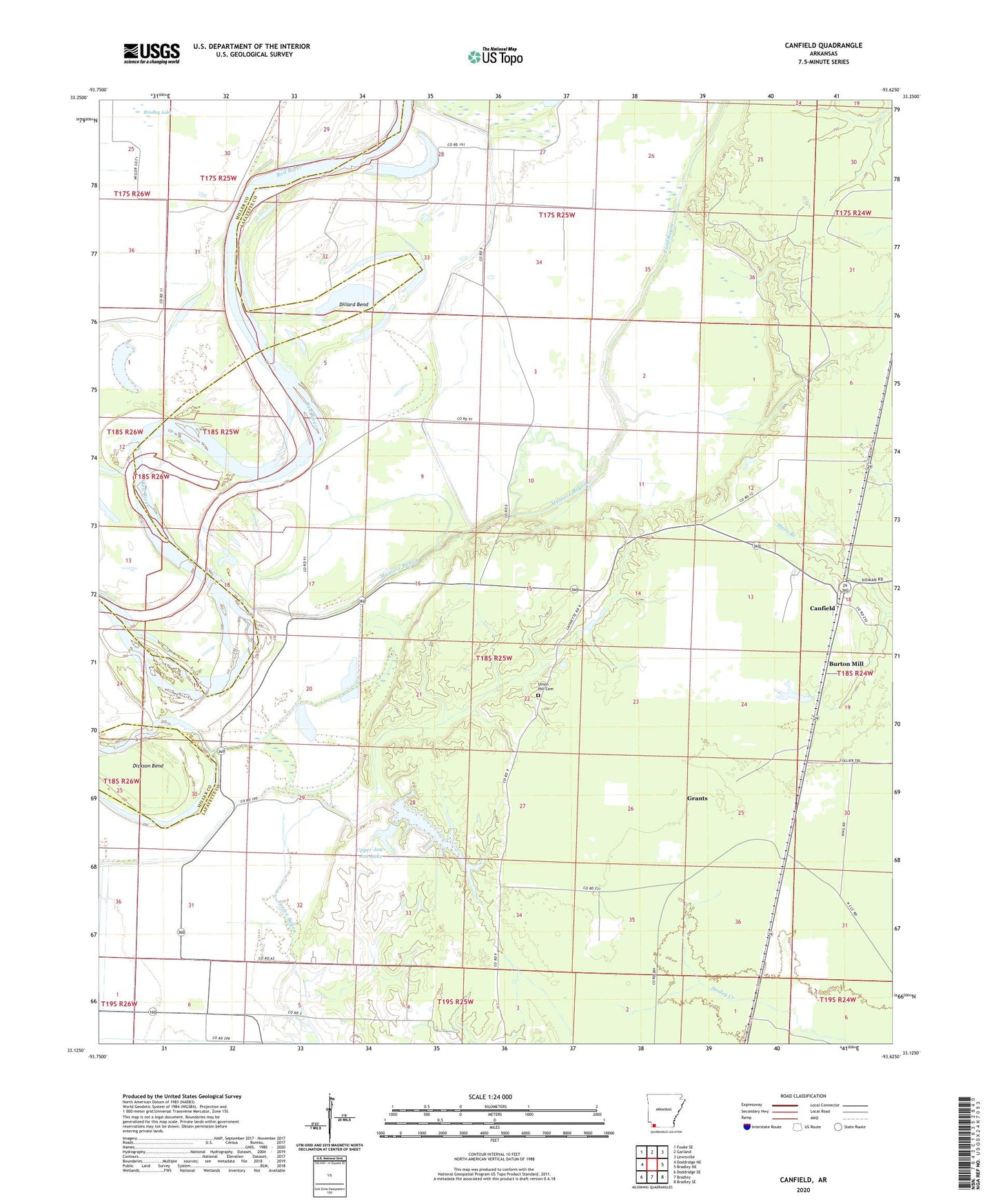 Canfield Arkansas US Topo Map Image