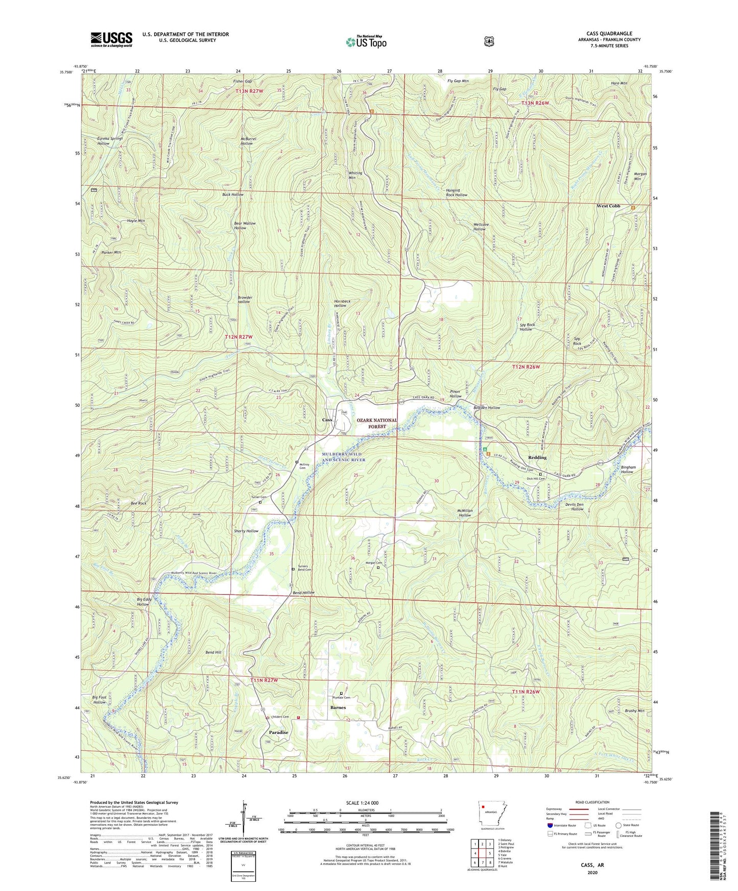 Cass Arkansas US Topo Map Image