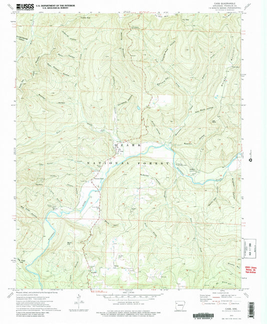 Classic USGS Cass Arkansas 7.5'x7.5' Topo Map Image