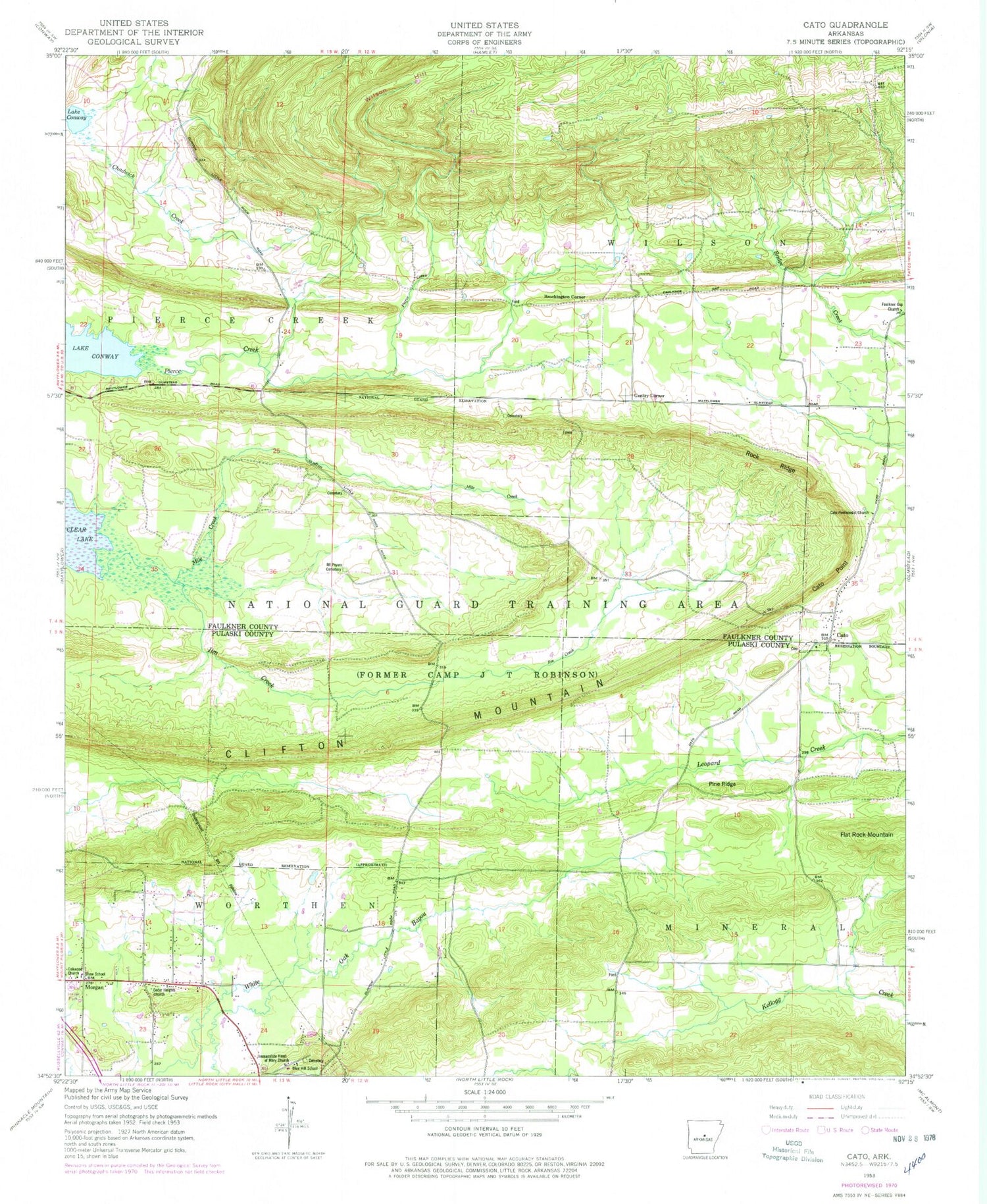 Classic USGS Cato Arkansas 7.5'x7.5' Topo Map Image