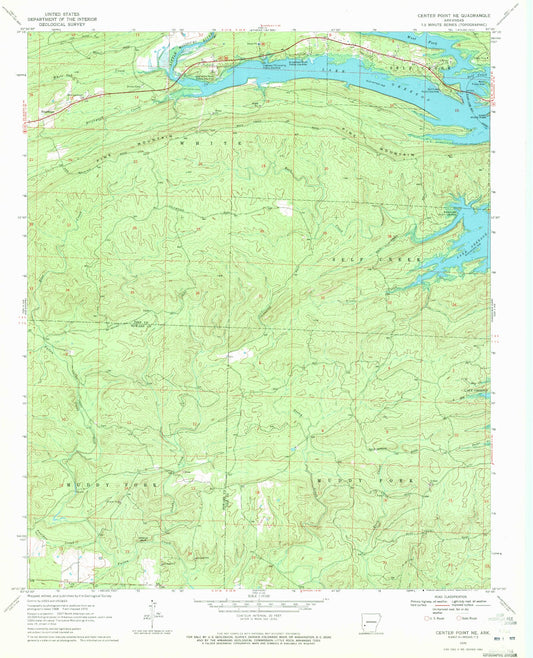 Classic USGS Center Point NE Arkansas 7.5'x7.5' Topo Map Image