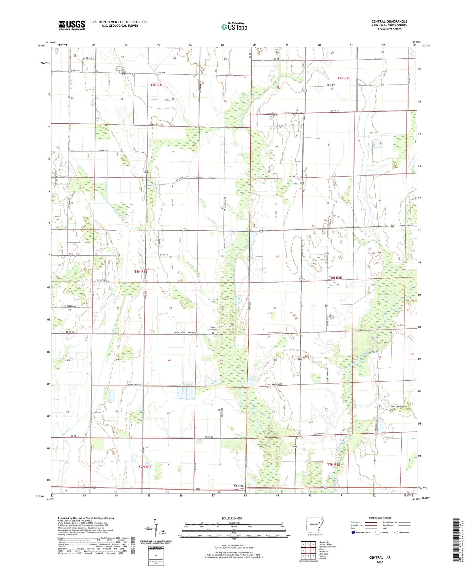 Central Arkansas US Topo Map Image