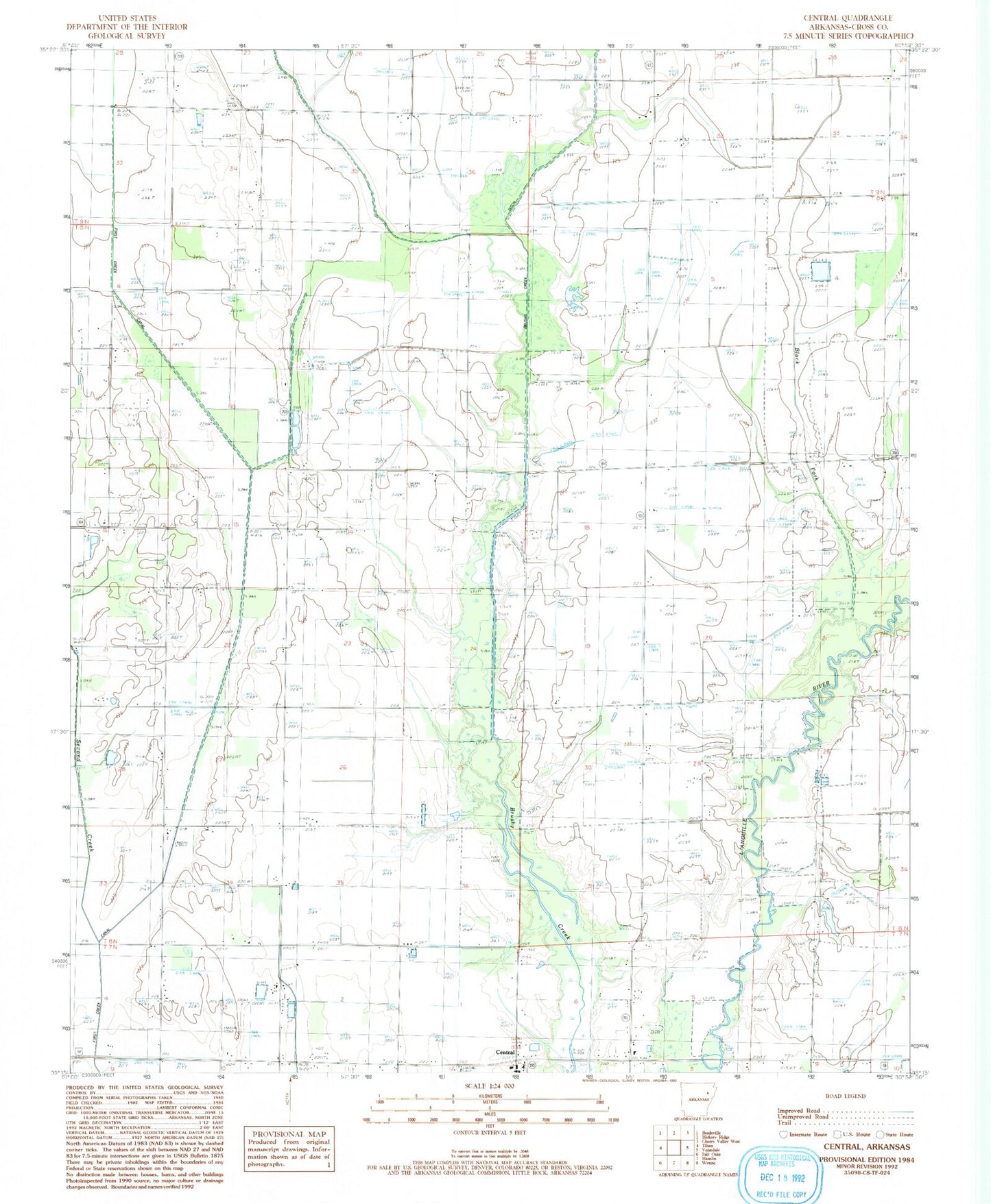 Classic USGS Central Arkansas 7.5'x7.5' Topo Map Image