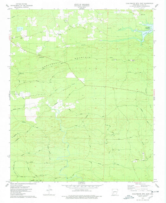 Classic USGS Chalybeate Mountain East Arkansas 7.5'x7.5' Topo Map Image