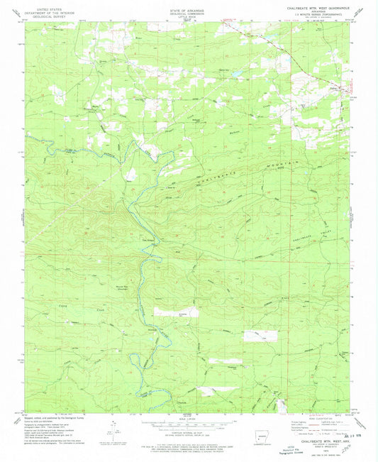 Classic USGS Chalybeate Mountain West Arkansas 7.5'x7.5' Topo Map Image