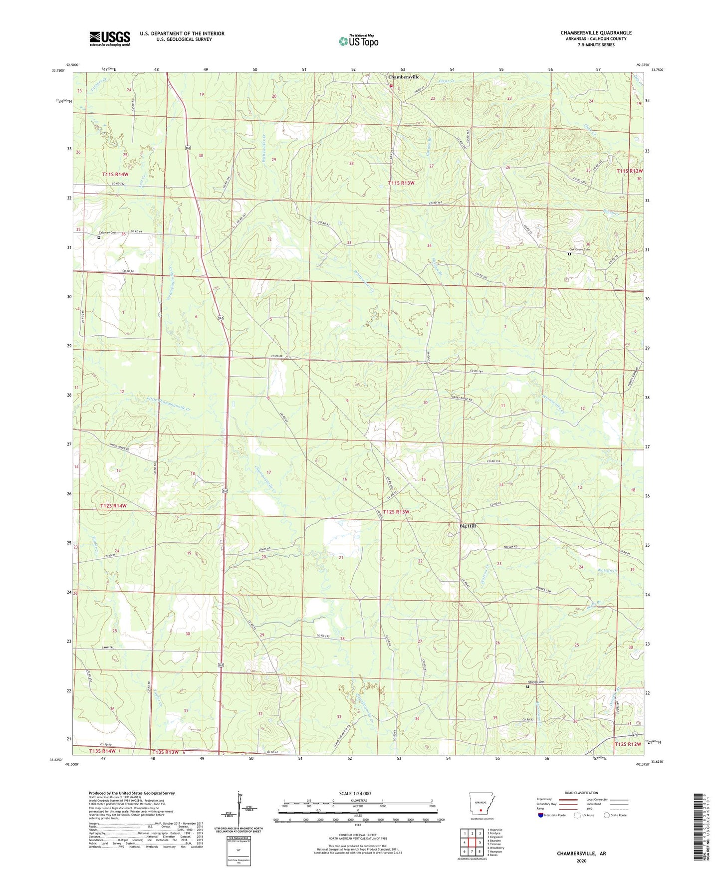 Chambersville Arkansas US Topo Map Image