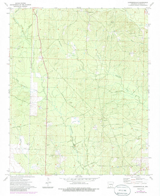 Classic USGS Chambersville Arkansas 7.5'x7.5' Topo Map Image