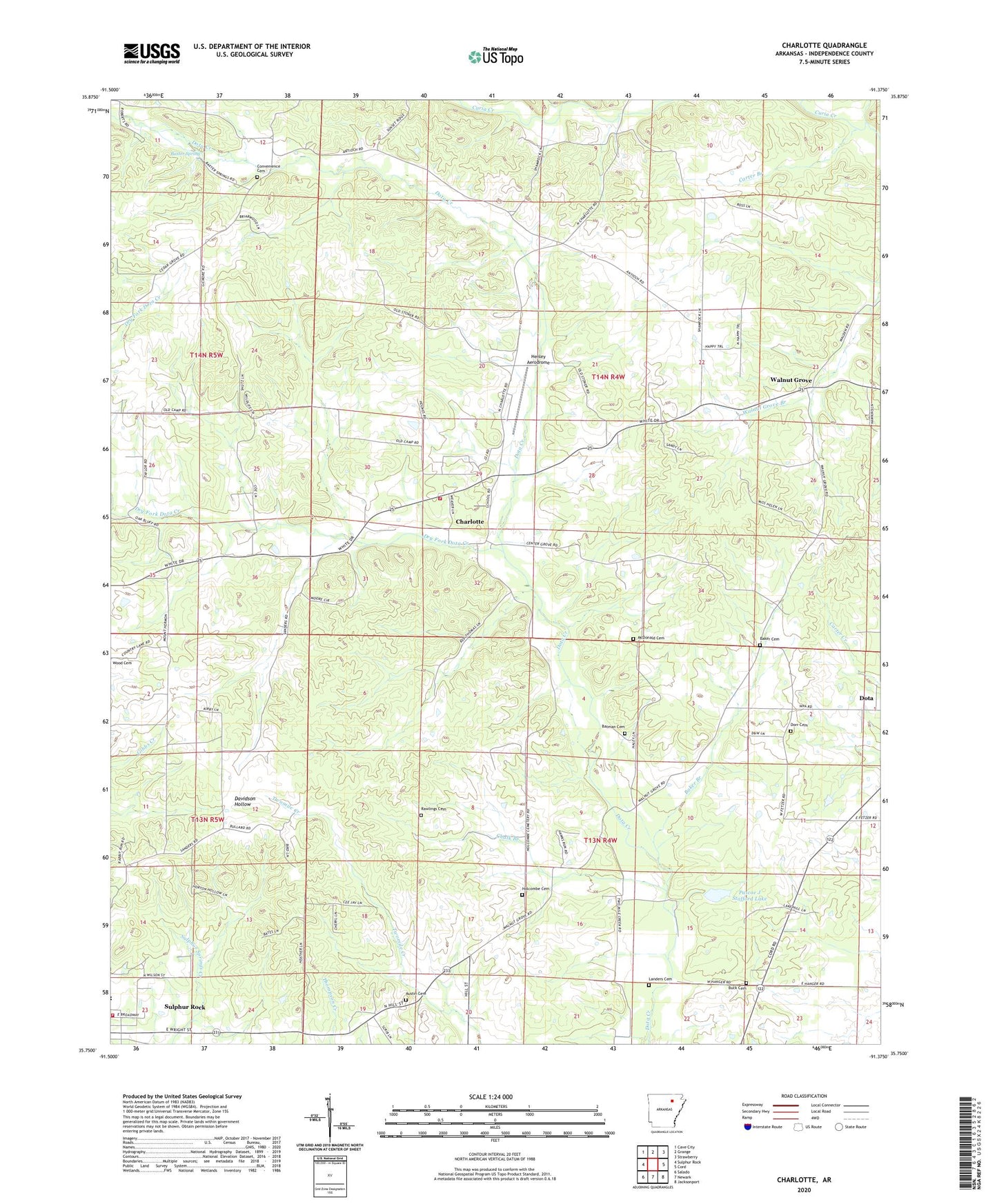 Charlotte Arkansas US Topo Map Image