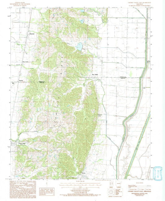Classic USGS Cherry Valley East Arkansas 7.5'x7.5' Topo Map Image