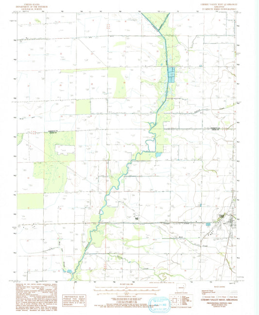 Classic USGS Cherry Valley West Arkansas 7.5'x7.5' Topo Map Image