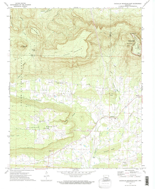 Classic USGS Chickalah Mountain East Arkansas 7.5'x7.5' Topo Map Image