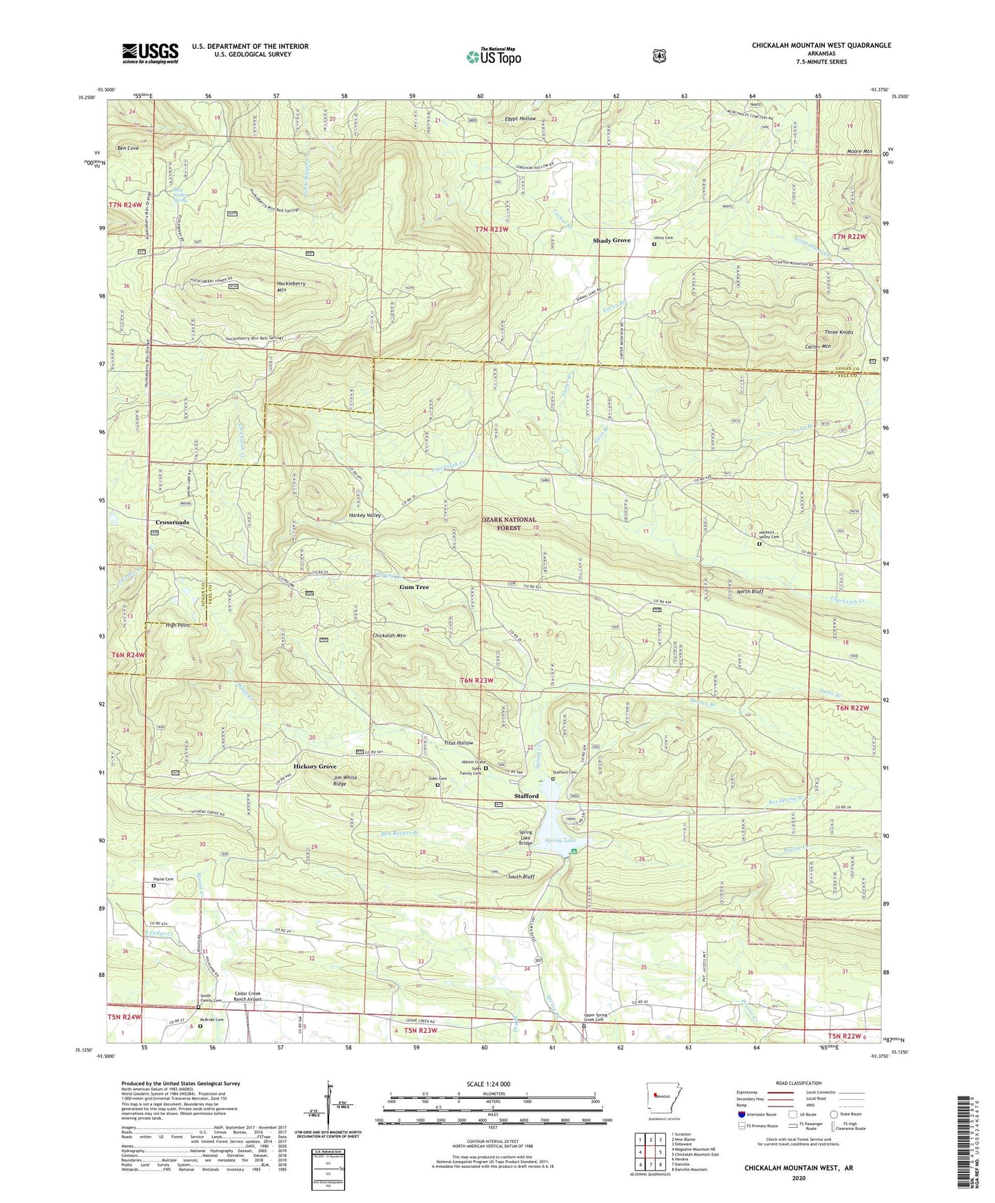Chickalah Mountain West Arkansas US Topo Map Image