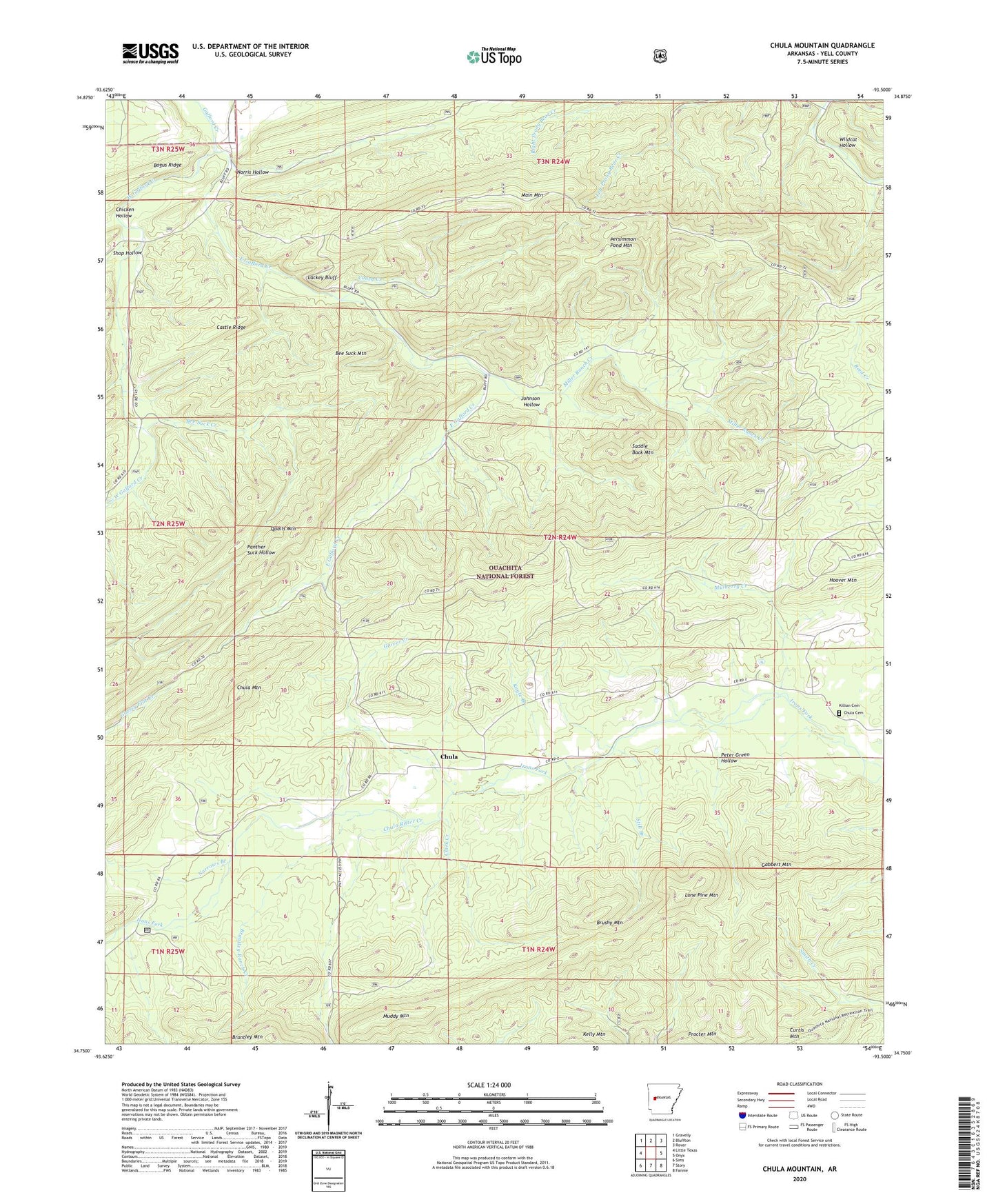 Chula Mountain Arkansas US Topo Map Image