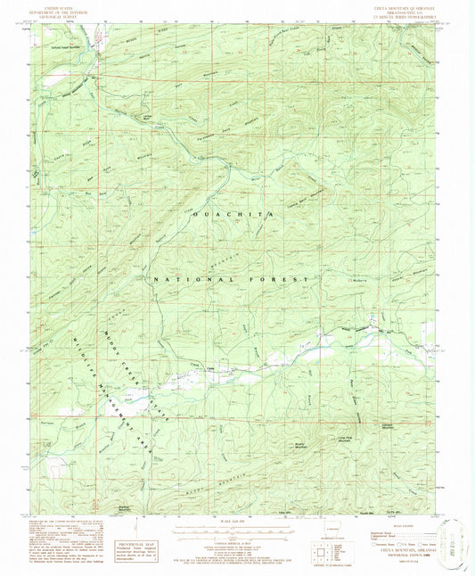 Classic USGS Chula Mountain Arkansas 7.5'x7.5' Topo Map Image