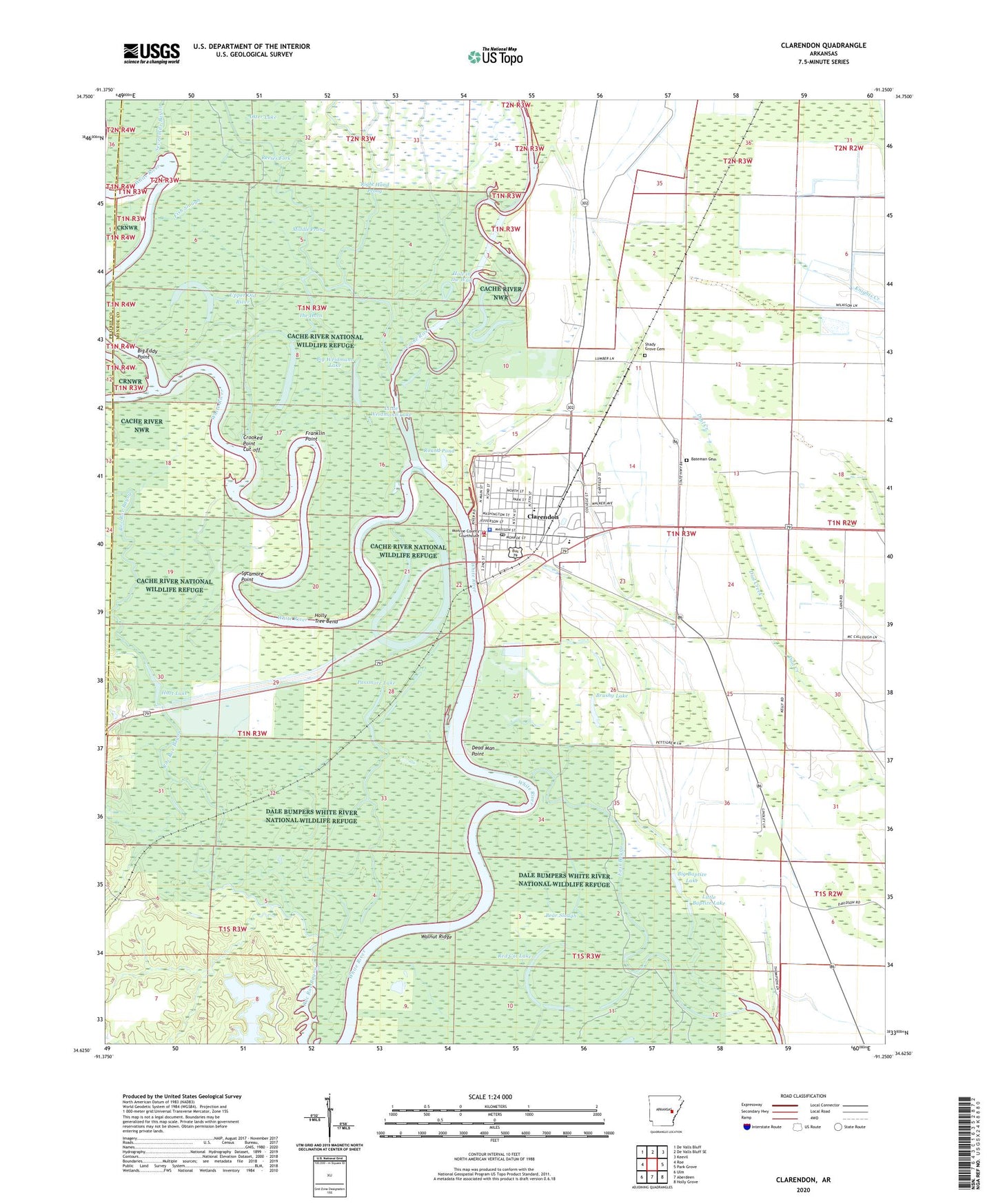 Clarendon Arkansas US Topo Map Image